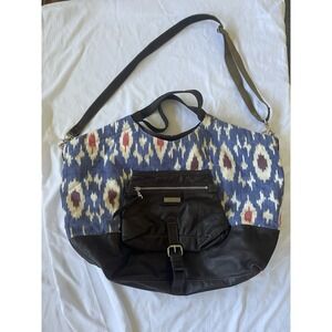 Navajo Southwestern Soul Tylie Malibu Leather & Canvas Large Handbag Boho Aztec